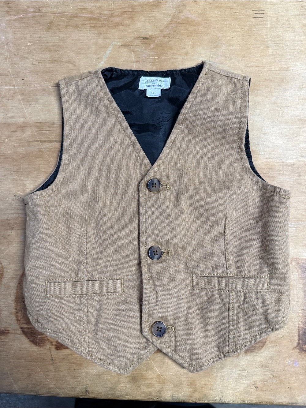 Toddler Tan Cotton Blend Button-Front Vest